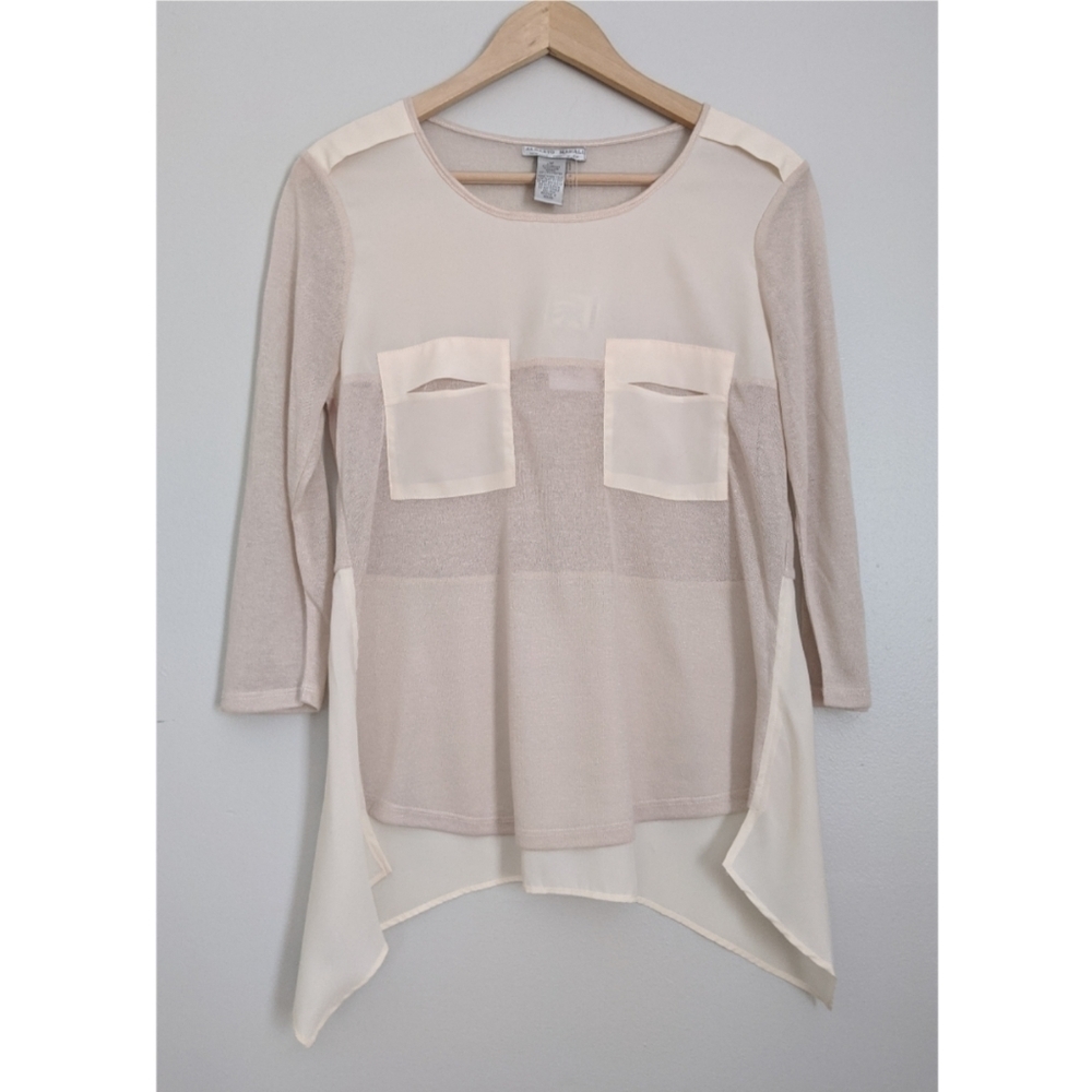 🆕 Alberto Makali Blush and Cream Sheer Flowy Top